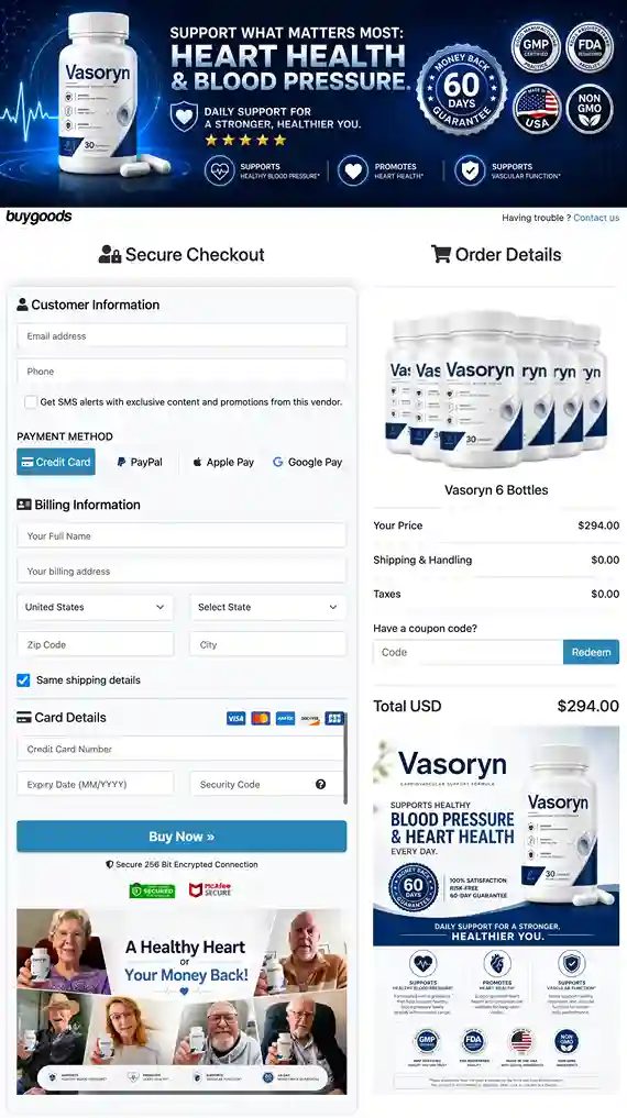 Vasoryn Secure Payment – Major Cards, 256-Bit SSL, Discreet Checkout